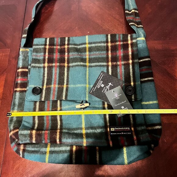 Patrick King Woolen Messenger Bag  Tartan green Plaid Adjustable Strap‎ Scottish - Picture 4 of 8